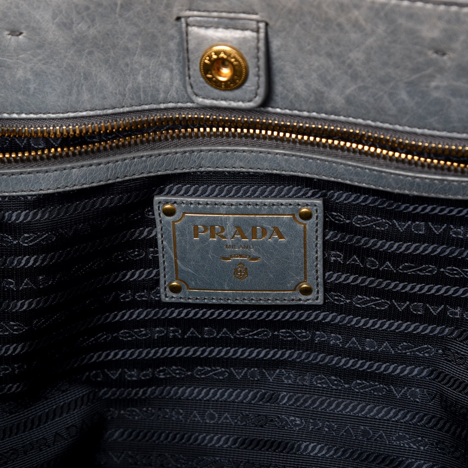 Prada Vitello Shine Tote Blue 8 of 12