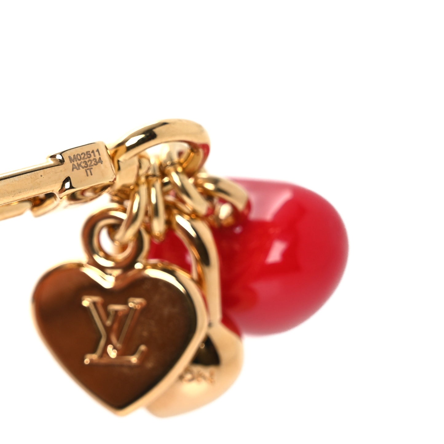 Micro Charms LV Heart Bag Charm Key Holder Gold Red