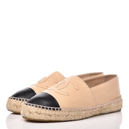 Chanel Lambskin CC Espadrilles 39 Beige Black 3 of 13