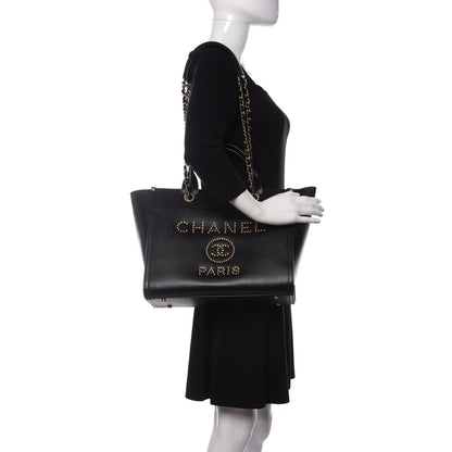 Chanel Caviar Small Studded Deauville Tote Black 2 of 10