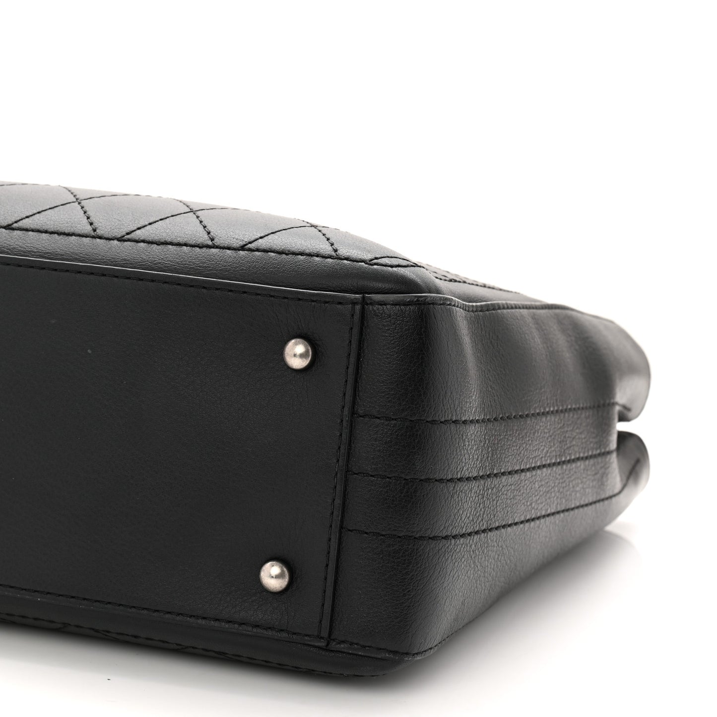 Bullskin Stitched Bi-Color Large Shopping Black