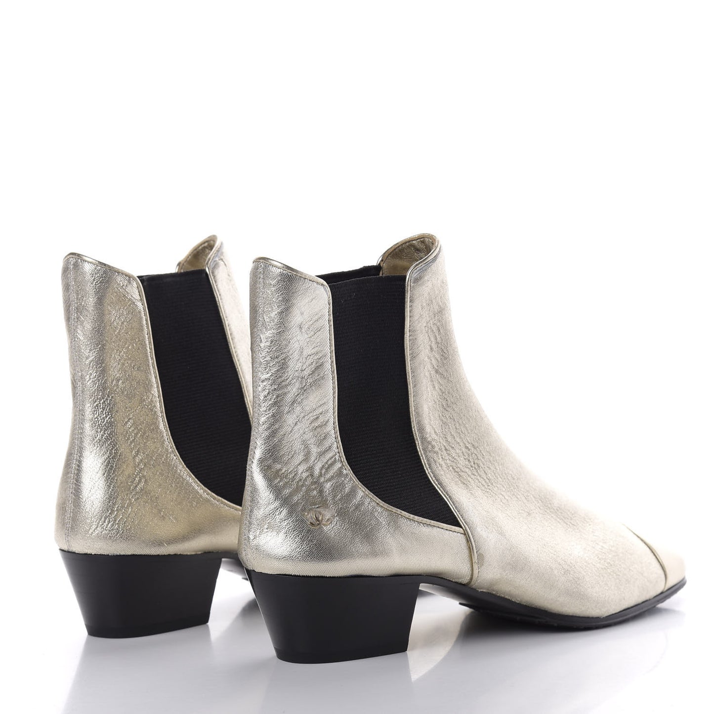 Fantasy Laminated Lambskin Cap Toe Ankle Boots 38 Gold