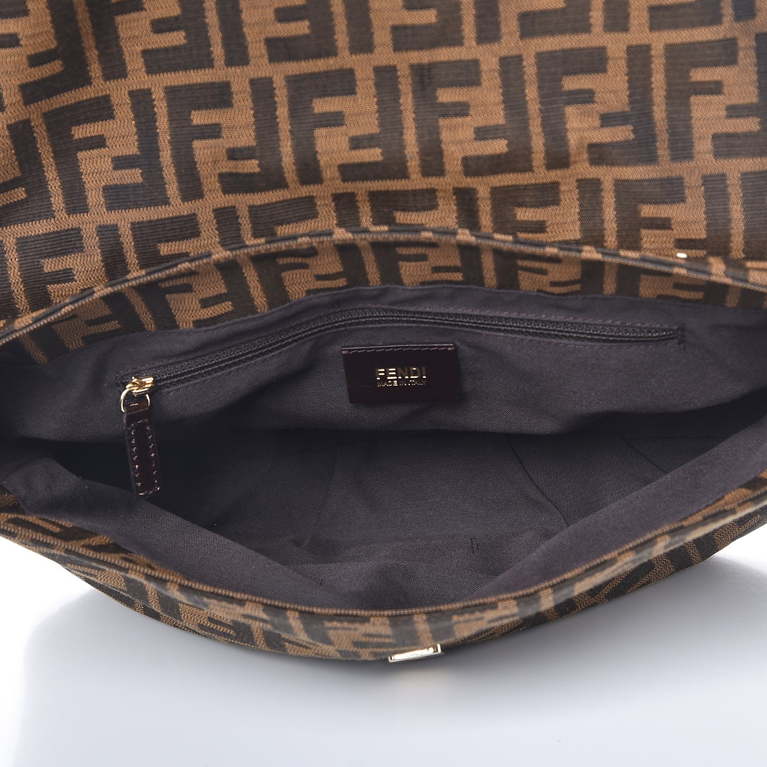 Fendi Zucca Patent Mia Shoulder Flap Tobacco 5 of 7