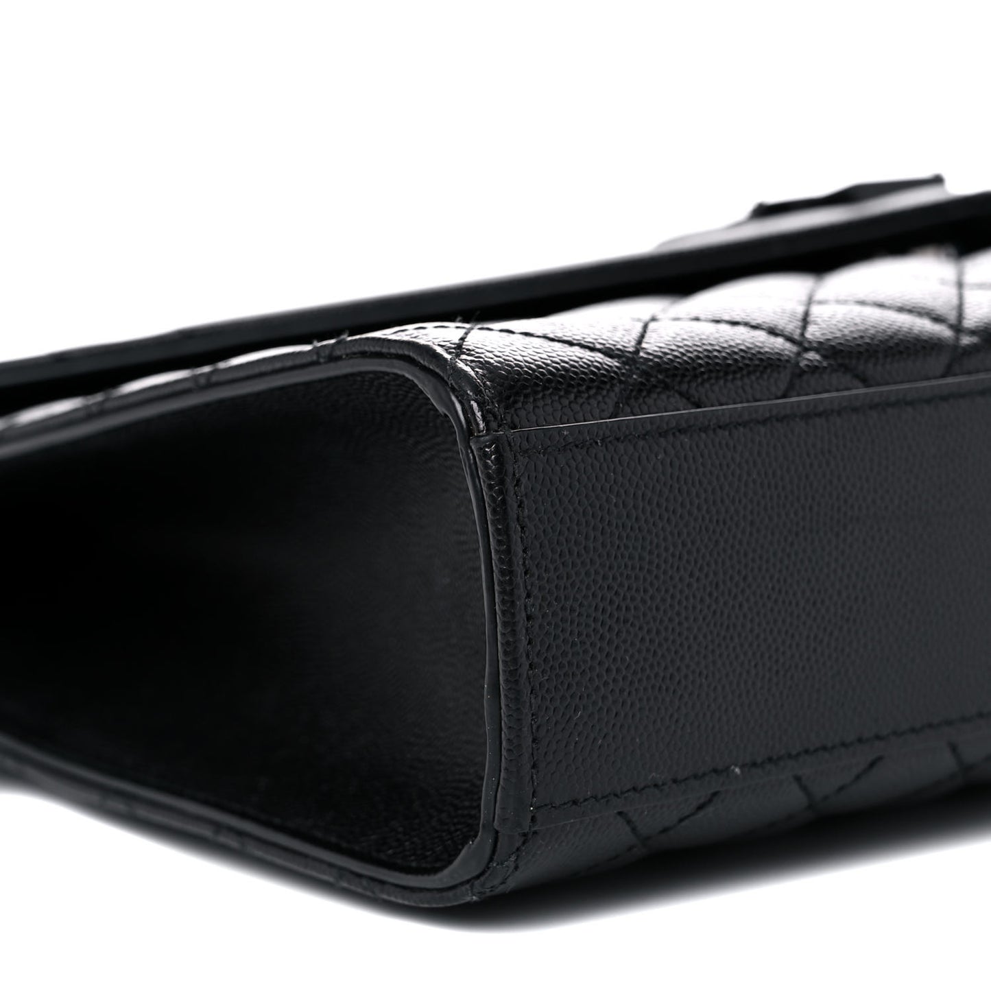 Grain De Poudre Textured Mixed Matelasse Large Triquilt Monogram Monochrome Satchel Black