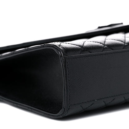 Saint Laurent Grain De Poudre Textured Mixed Matelasse Large Triquilt Monogram Monochrome Satchel Black 7 of 9