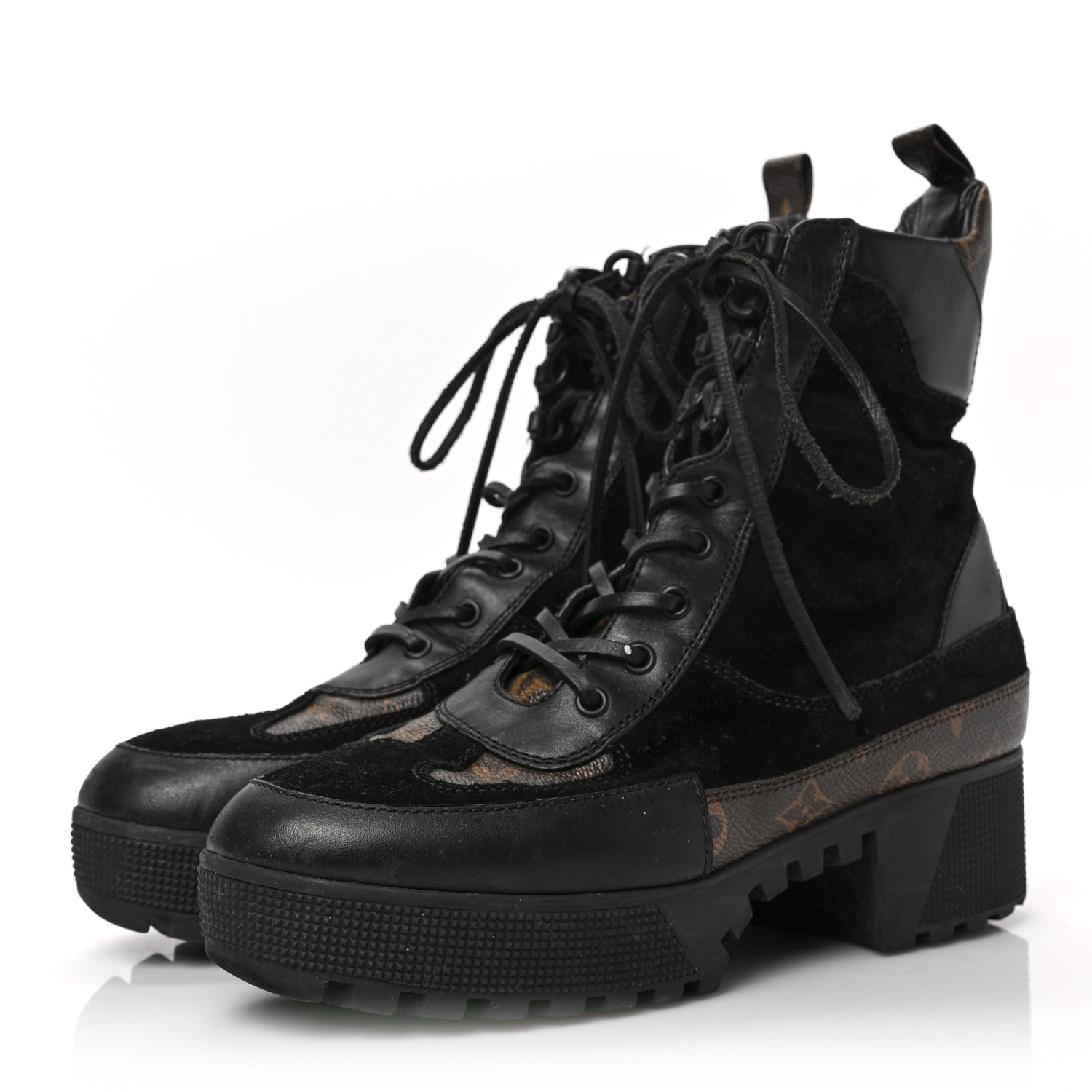 Louis Vuitton Suede Calfskin Monogram Laureate Platform Desert Boots 41 Black 3 of 6