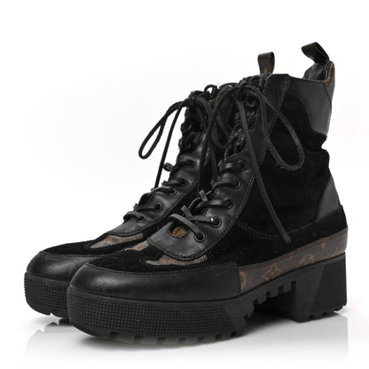 Louis Vuitton Suede Calfskin Monogram Laureate Platform Desert Boots 41 Black 3 of 6