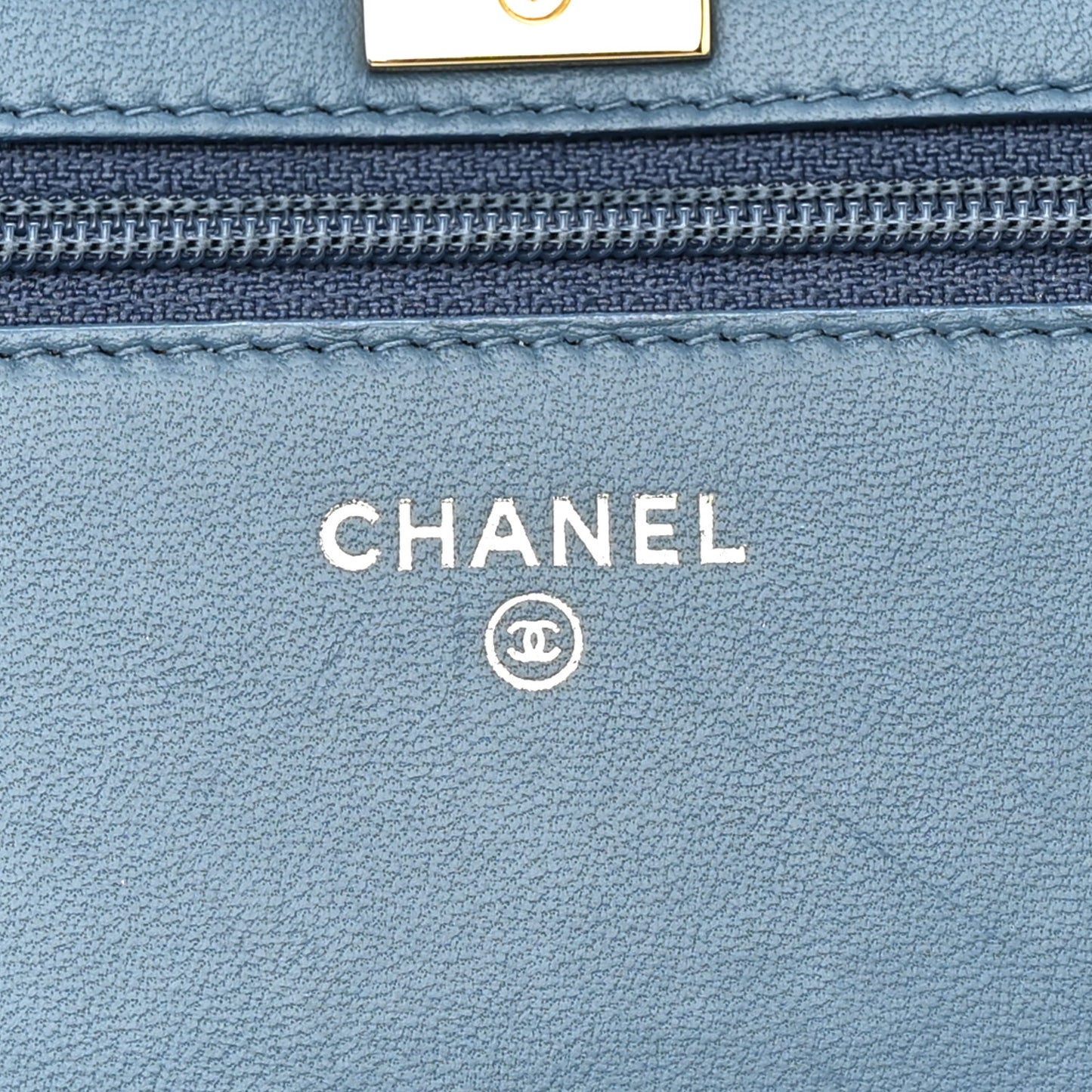 Lambskin Quilted Trendy CC Wallet On Chain WOC Blue