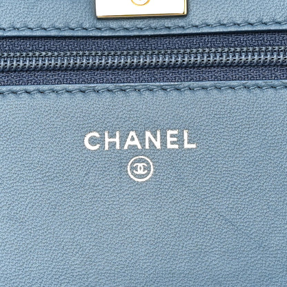 Chanel Lambskin Quilted Trendy CC Wallet On Chain WOC Blue 6 of 11
