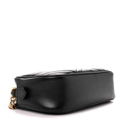 Gucci Calfskin Matelasse Small GG Marmont Chain Shoulder Bag Black 4 of 11
