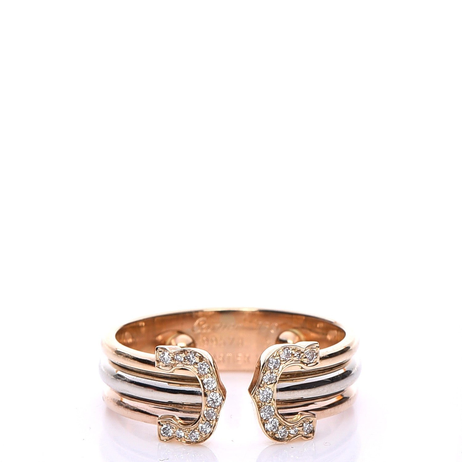 Cartier 18K Pink Yellow White Gold Diamond C De Ring 55 7 1 of 5