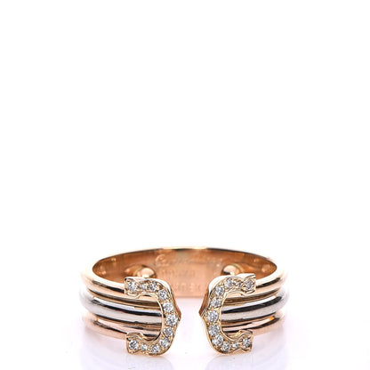 Cartier 18K Pink Yellow White Gold Diamond C De Ring 55 7 1 of 5