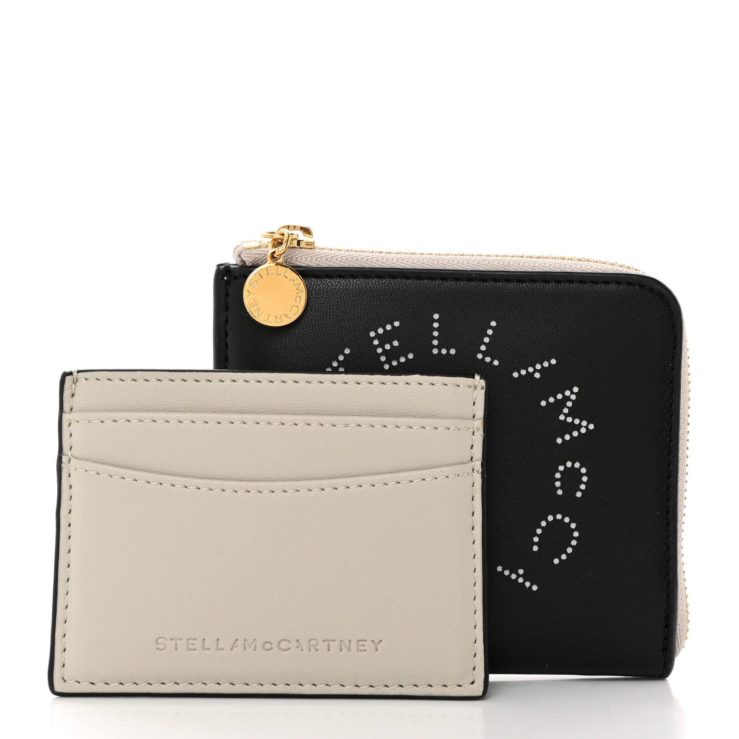 Eco Alter Nappa Perforated Logo Zip Around Card Holder Wallet Black