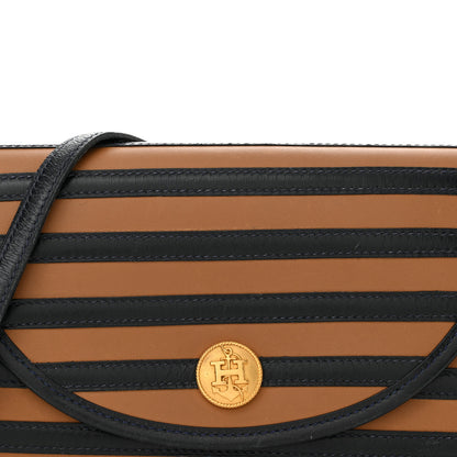 Hermes Calfskin Box Pochette Shoulder Bag Gold Bleu Marine 8 of 14