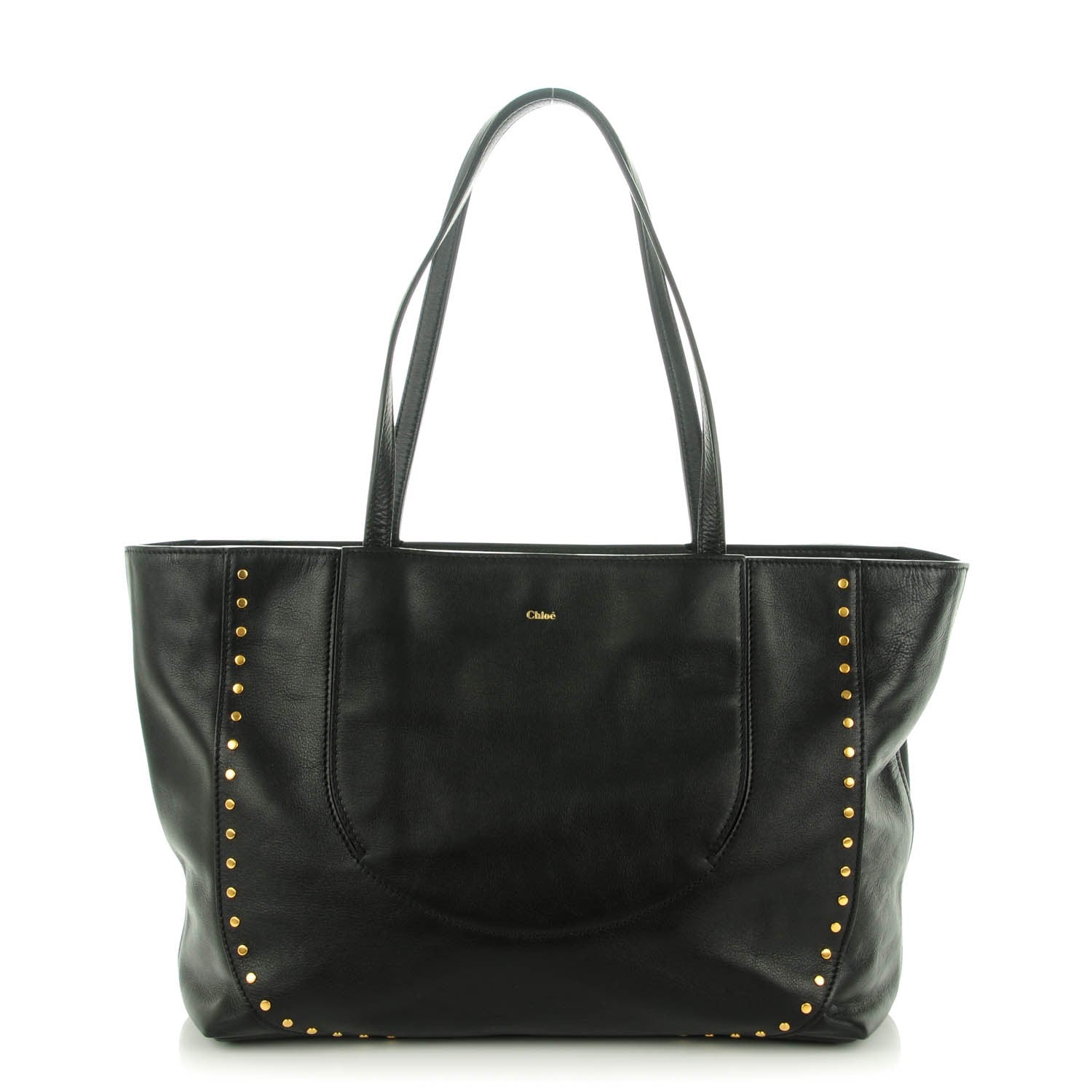 Chloe Calfskin Studded Isa Tote Black 1 of 8