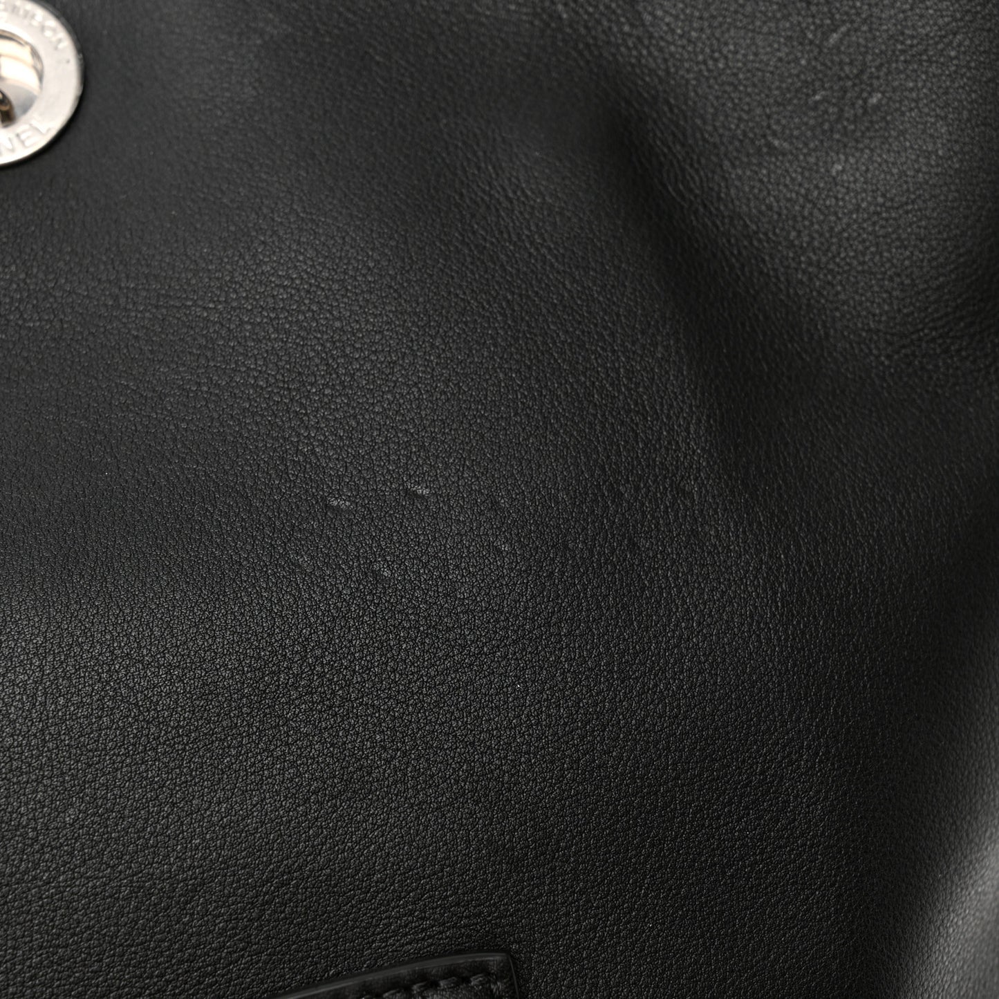Grained Calfskin Large Coco Eyelets Shopping Tote Black