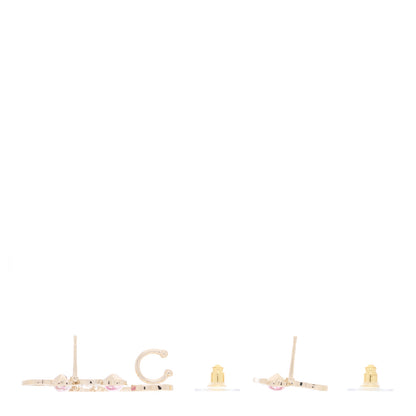Chanel Metal Strass I Love Coco Heart Chain Climber Earrings Gold Pink 3 of 3