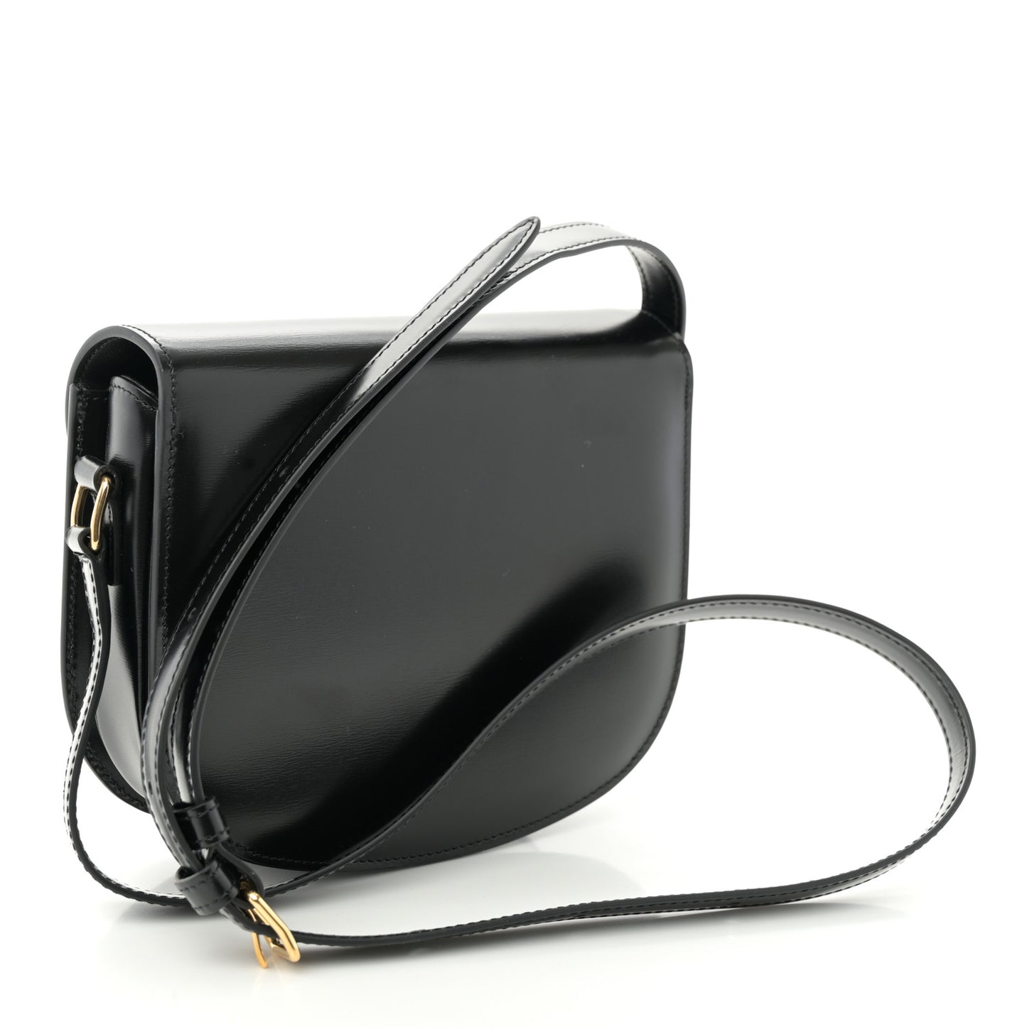 Shiny Calfskin Besace Clea Triomphe Black
