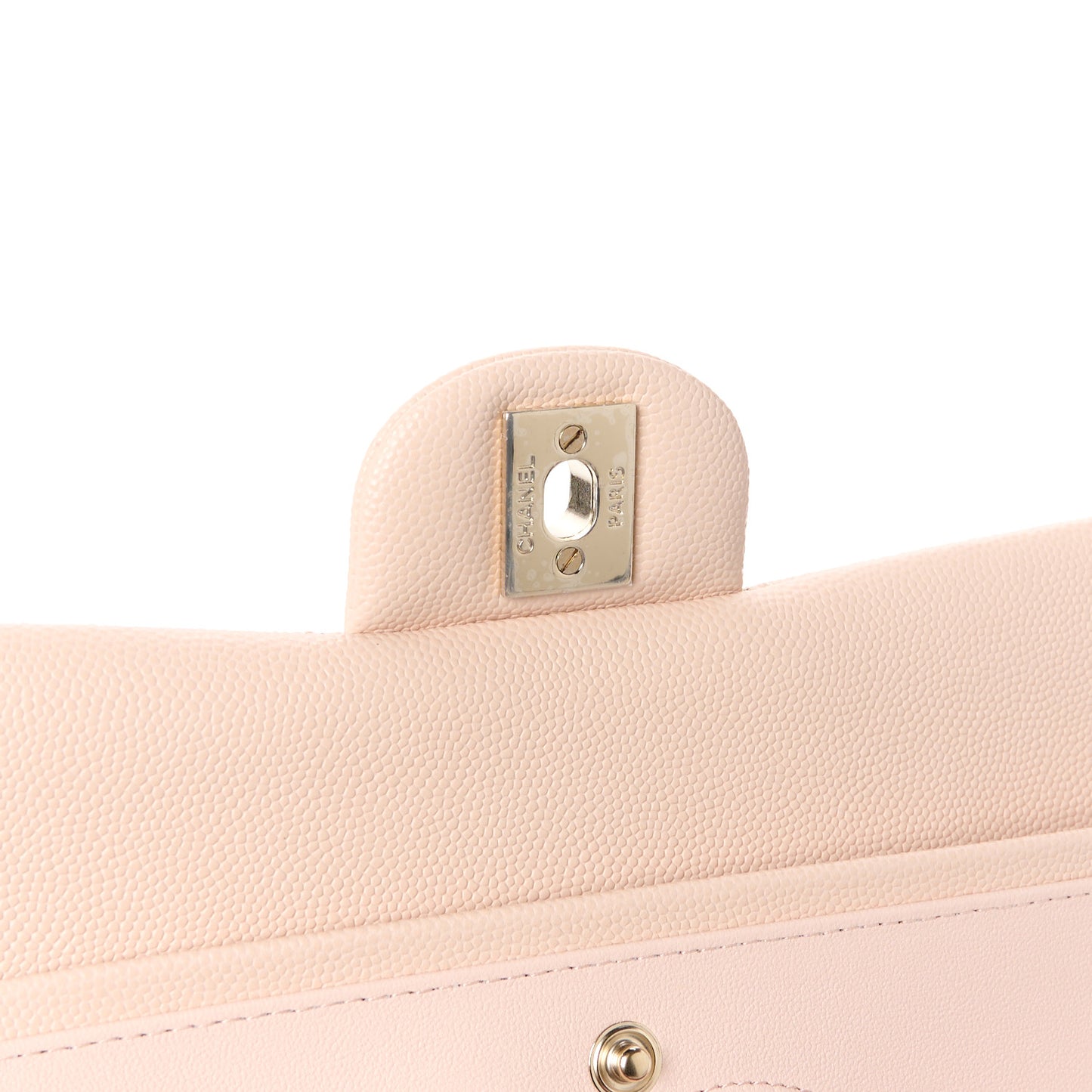 Caviar Quilted Medium Double Flap Light Beige