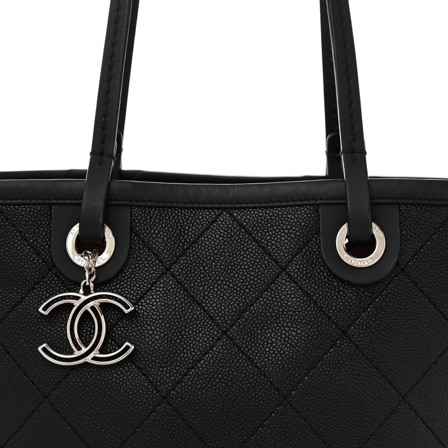 Grained Calfskin Shopping Fever Tote  Black