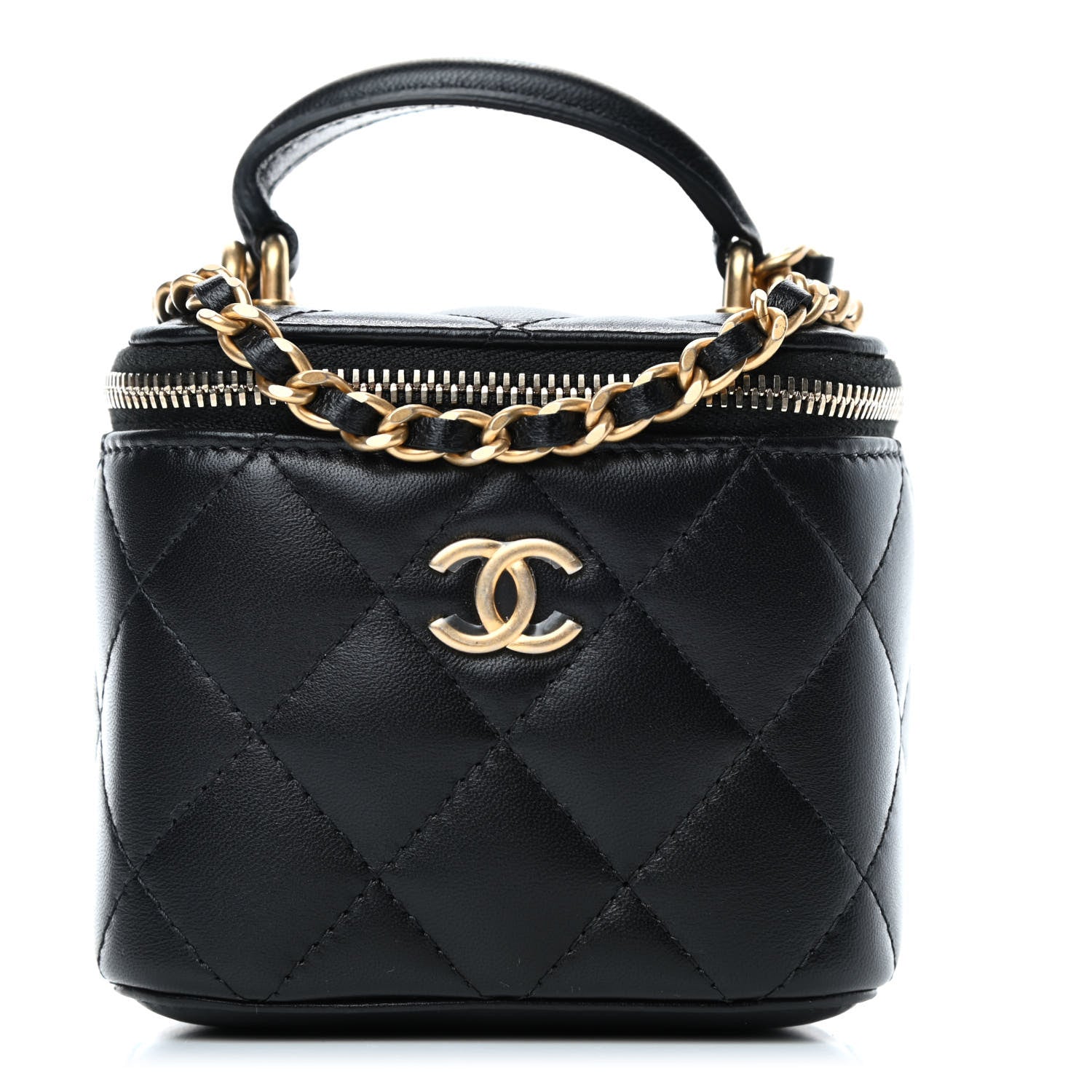 Chanel Lambskin Quilted Top Handle Mini Vanity Case With Chain Black 1 of 4