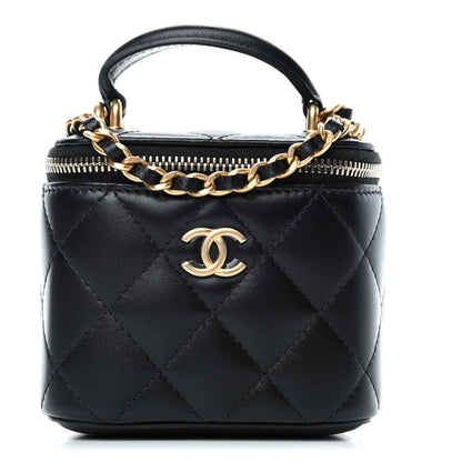 Chanel Lambskin Quilted Top Handle Mini Vanity Case With Chain Black 1 of 4