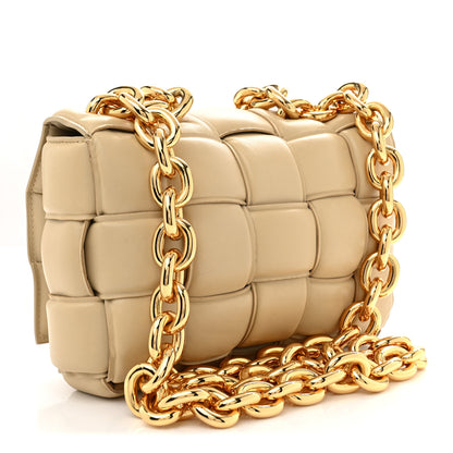 Bottega Veneta Lambskin Maxi Intreccio Padded Chain Cassette Crossbody Bag Porridge 3 of 14