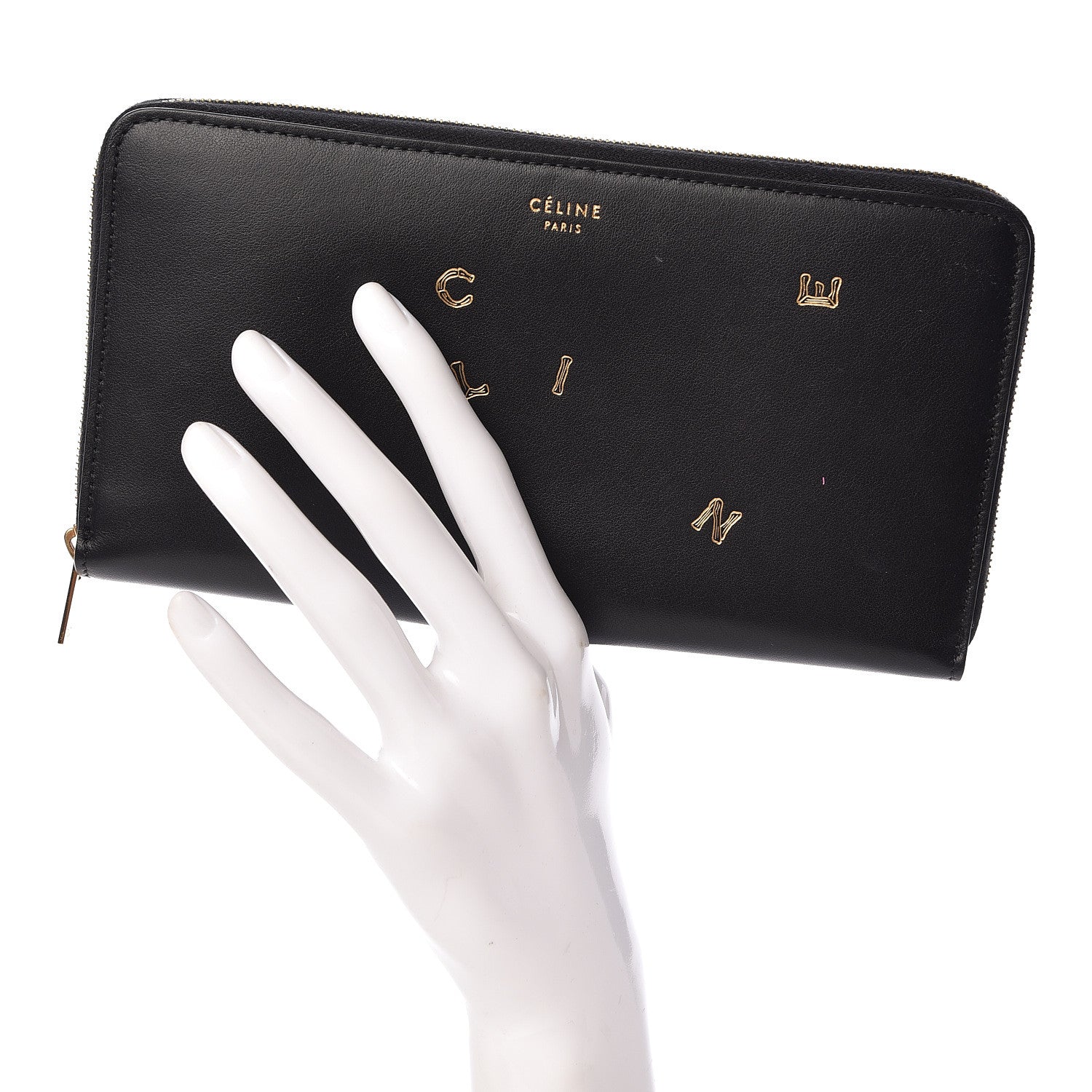 Celine Smooth Calfskin Large Alphabet Zip Around Multifunction Wallet Black 2 of 7
