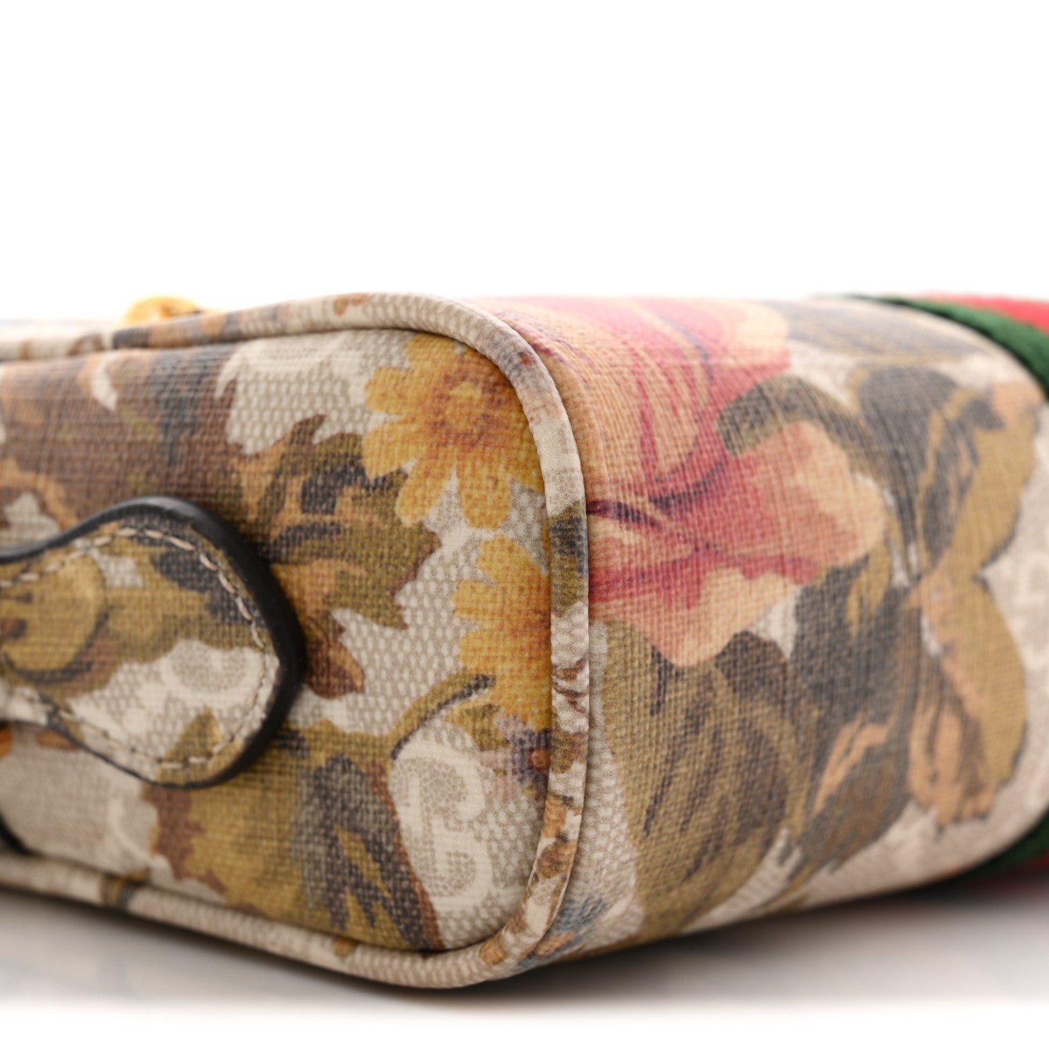 Gucci GG Supreme Monogram Water Flora Web Mini Ophidia Shoulder Bag Beige White Multicolor 9 of 11