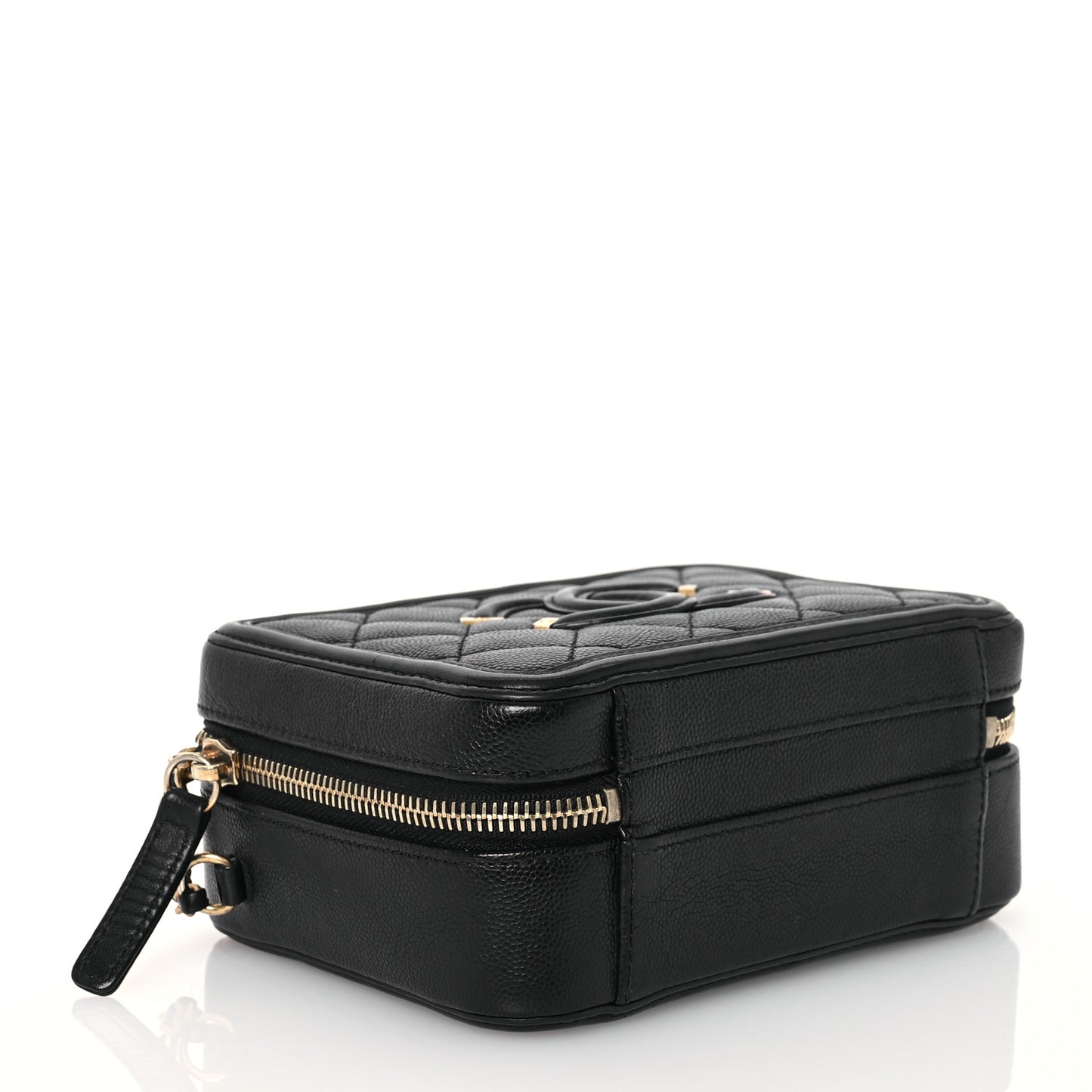 Caviar Quilted Small CC Filigree Vanity Case Black