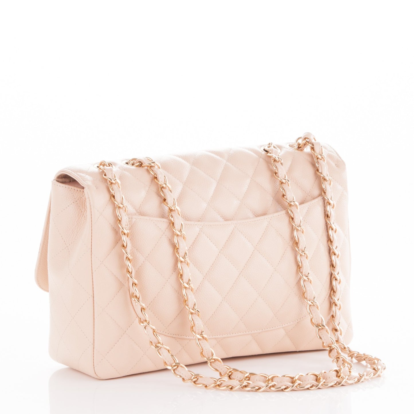 Caviar Quilted Jumbo Single Flap Beige Clair
