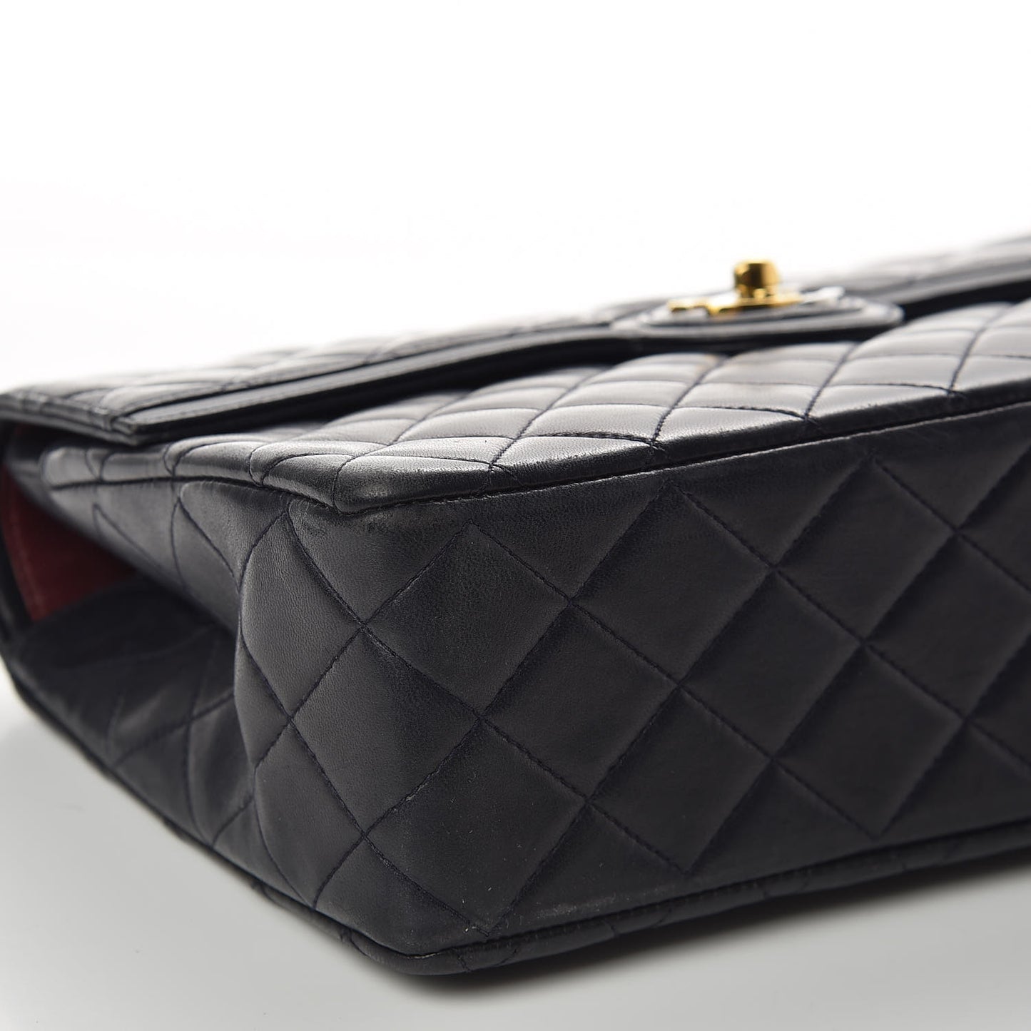 Lambskin Quilted Medium Single Flap Navy Blue
