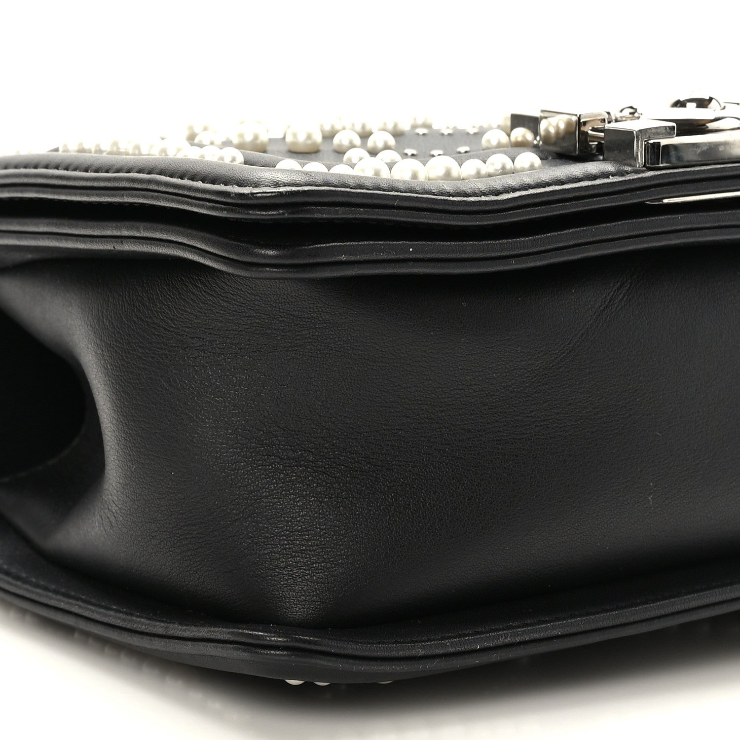 Chanel Calfskin Pearl Chevron Small Boy Flap Black 8 of 9