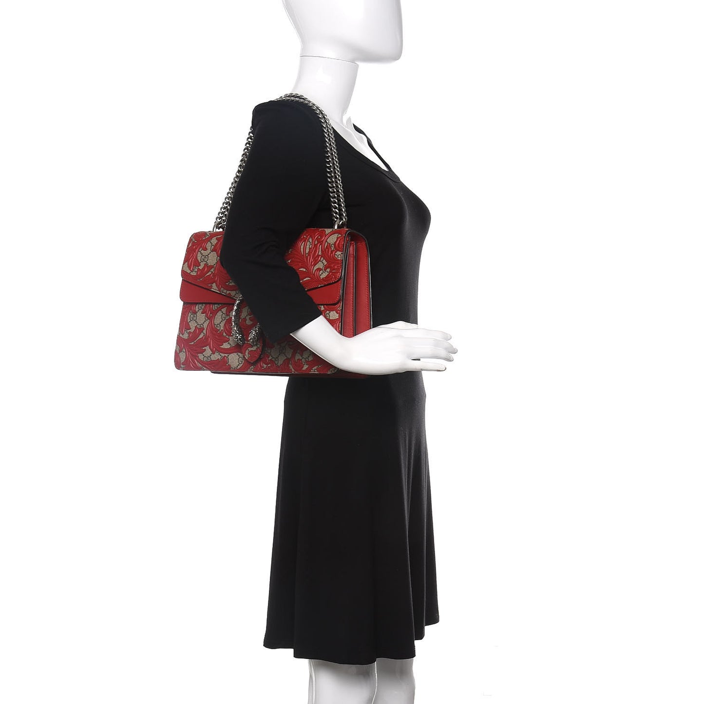 GG Supreme Monogram Arabesque Medium Dionysus Shoulder Bag Hibiscus Red