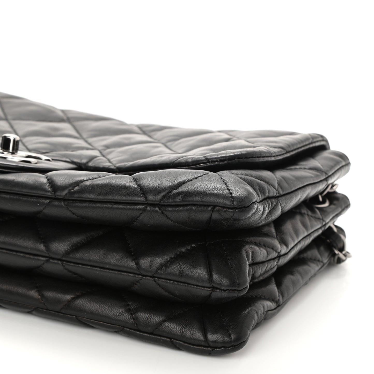 Lambskin Quilted Chanel 3 Accordion Flap Bag Black