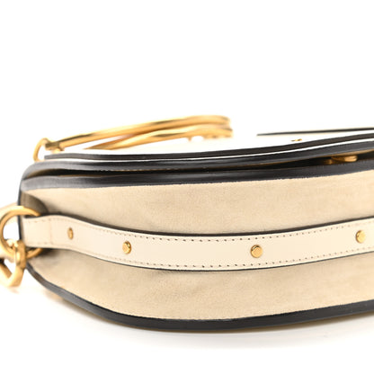 Chloe Calfskin Suede Small Nile Bracelet Bag Off White 10 of 11