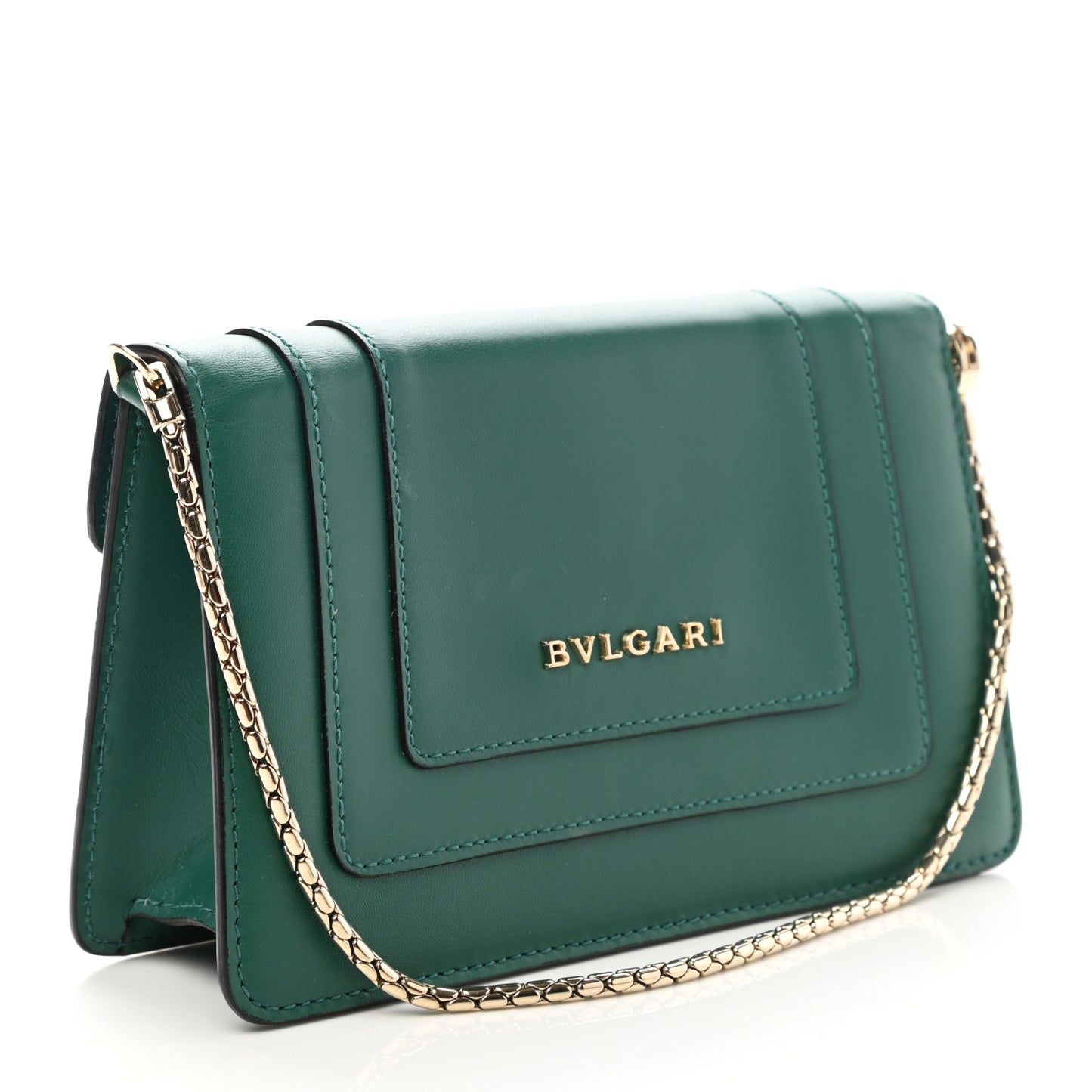 Calfskin Mini Serpenti Forever Flap Clutch Emerald Green