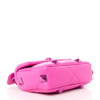 Valentino Garavani Nappa Lacquer Monochrome Small Roman Stud Shoulder Bag Pink PP 4 of 10