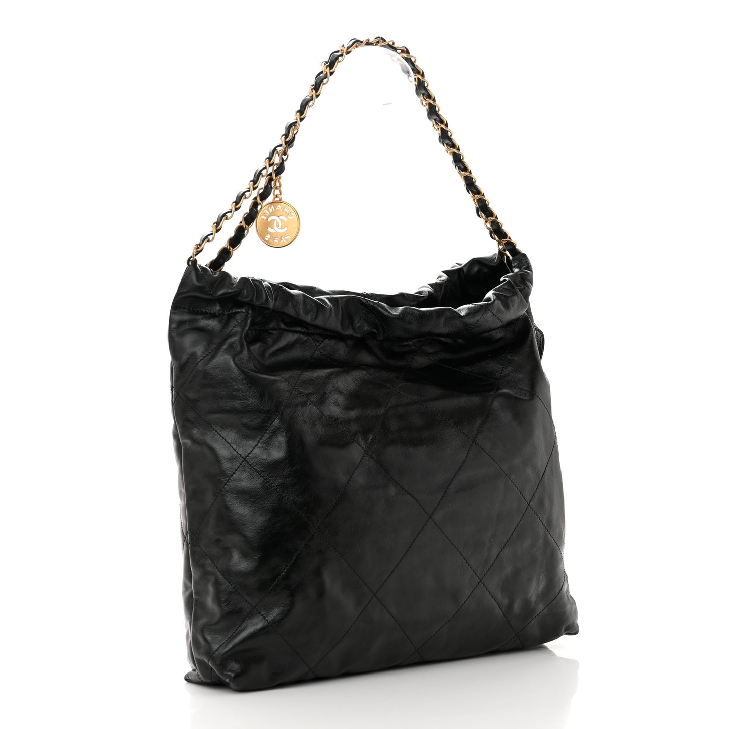 Shiny Calfskin Quilted Chanel 22 Black