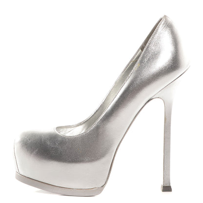 Saint Laurent Nappa Silk Tribtoo 105 Pumps Silver 38 1 of 7