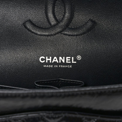 Chanel Shiny Crumpled Calfskin Quilted Medium Double Flap So Black 6 of 10