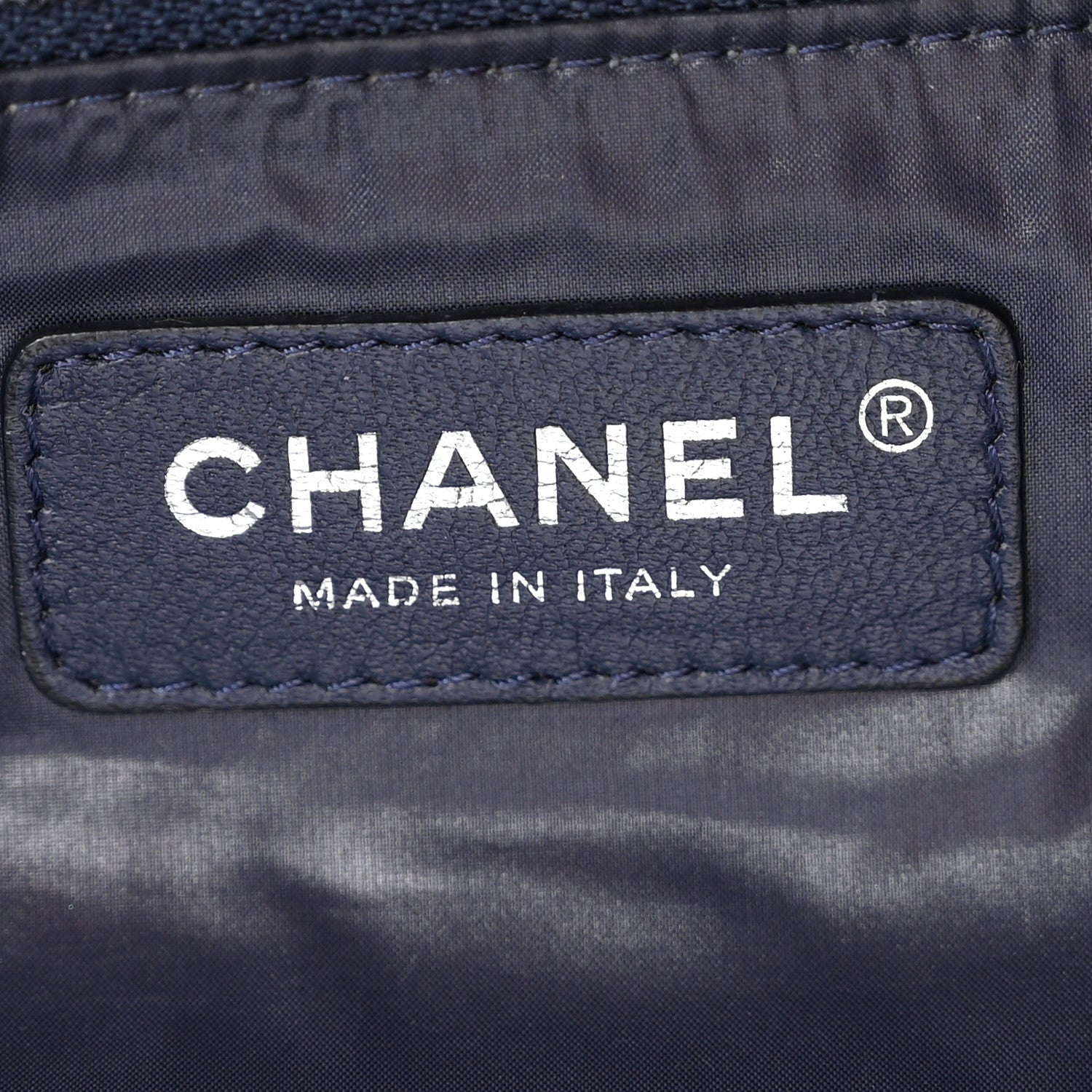 Chanel Nylon Stitched Printed Logo Shopping Bag Blue Multicolor 5 of 9