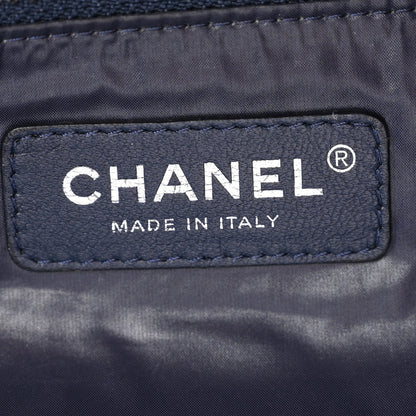 Chanel Nylon Stitched Printed Logo Shopping Bag Blue Multicolor 5 of 9