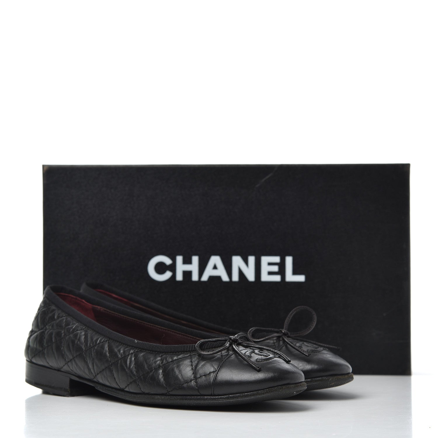 Chanel Aged Calfskin Quilted CC Cap Toe Ballerina Flats 36 Black 23 of 23