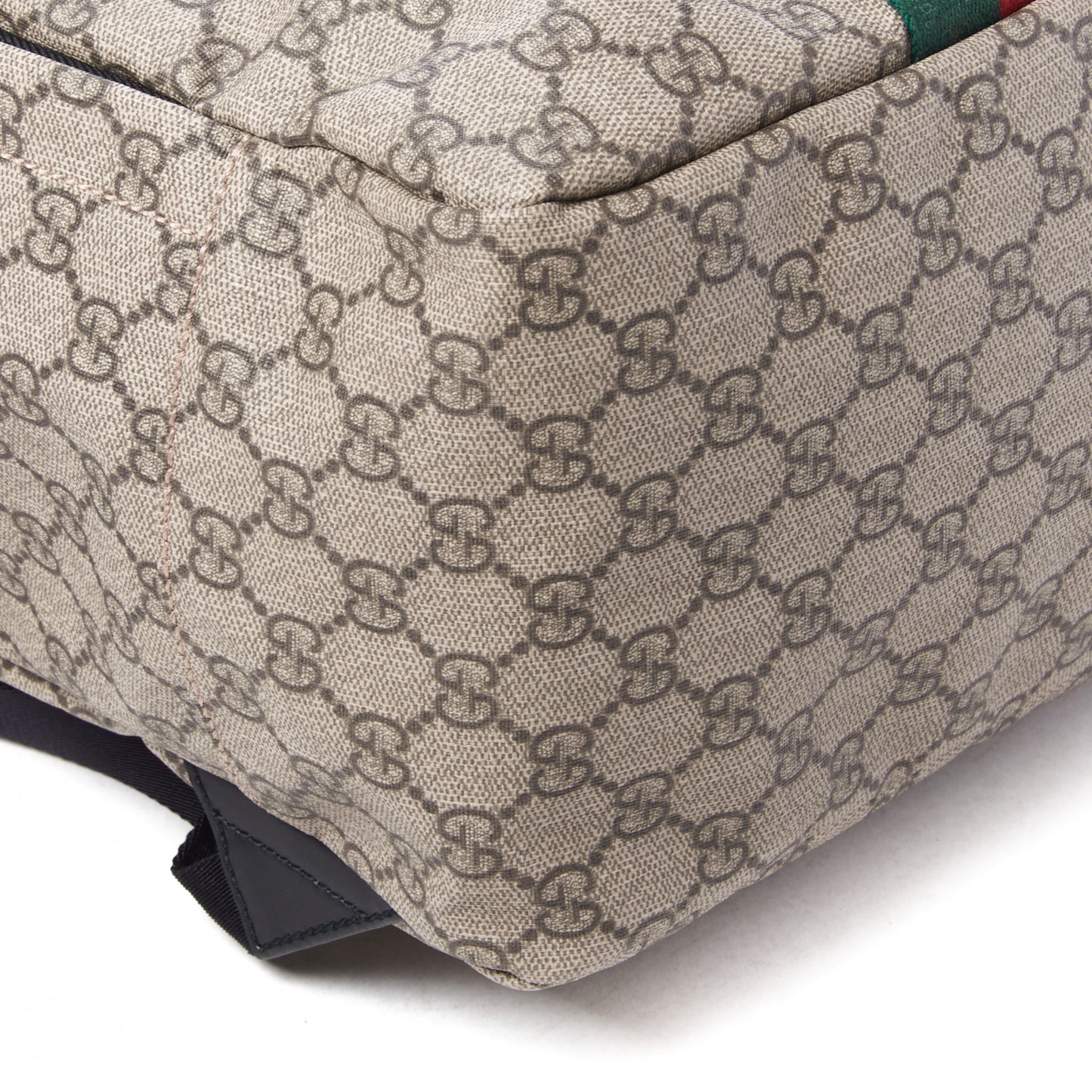 Soft GG Supreme Monogram Appia Calfskin Web Tote Backpack Beige Ebony Black