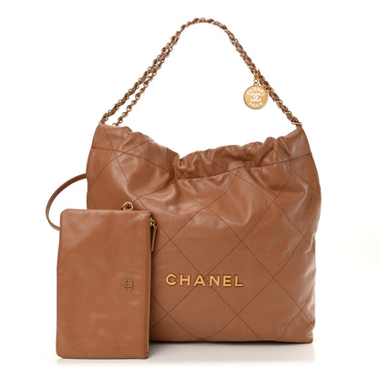 Chanel Shiny Calfskin Quilted Chanel 22 Camel 2 of 10