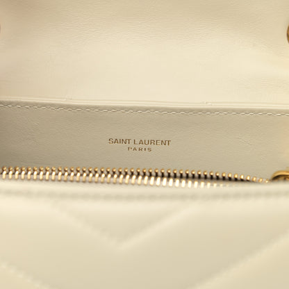 Saint Laurent Calfskin Y Quilted Monogram Small Loulou Chain Satchel Crema Soft 6 of 11