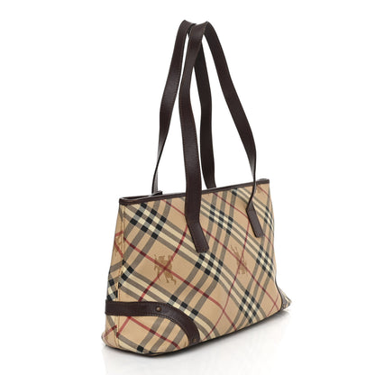 Burberry Haymarket Check Studded Tote Bag Chocolate 3 of 14