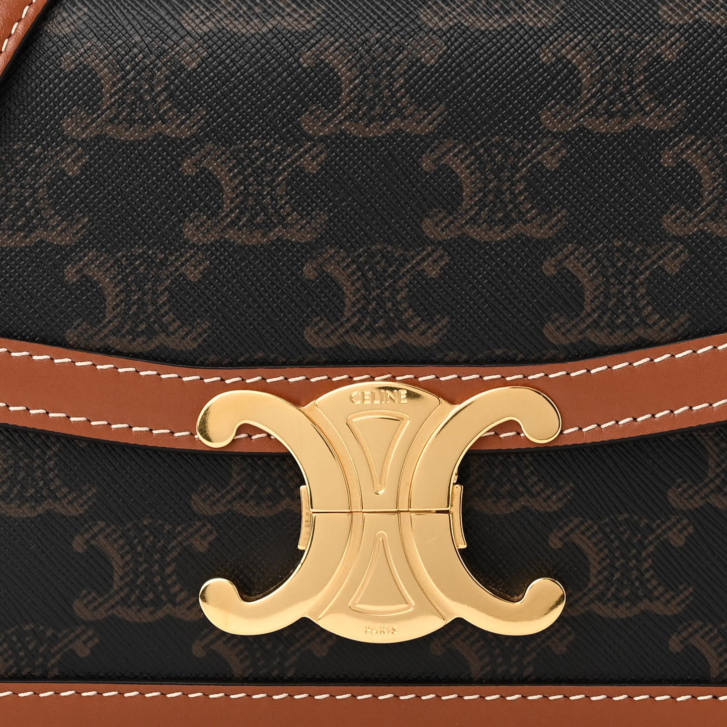 Calfskin Triomphe Canvas Teen Triomphe Bag Tan