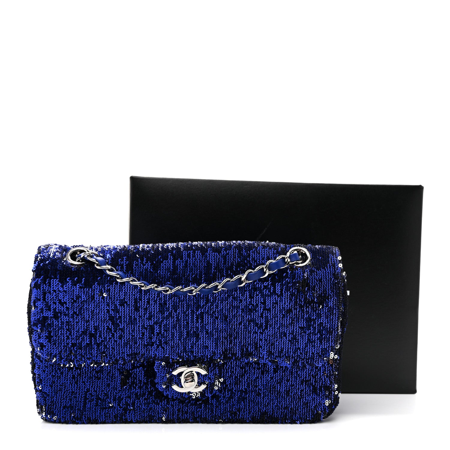 Chanel Sequin Medium Flap Dark Blue 11 of 11